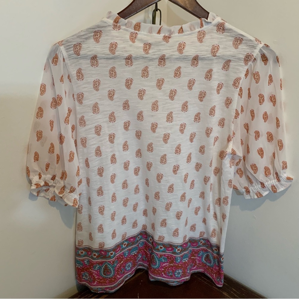 *NWT* Lucky Brand Paisley Boho Peasant Top - Picture 5 of 10